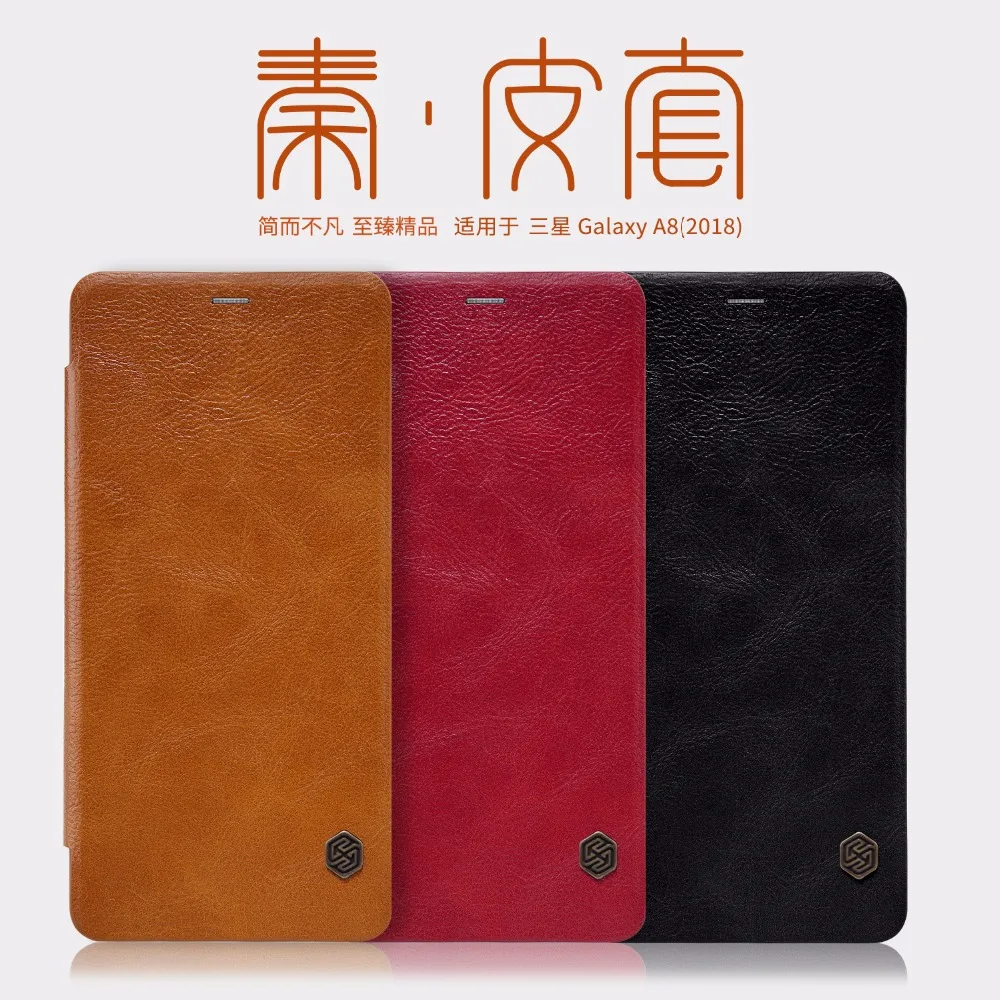 

Nillkin QIN leather Case for Samsung Galaxy A8 2018 /Galaxy A8 Plus 2018 Card Pocket wallet bag flip cover
