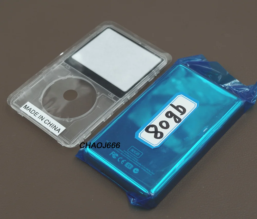 

Clear Transparent Crystal Plastic Front Faceplate Metal Back Rear Housing Case Cover Shell for iPod 5th Video 80GB