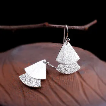 

Hot Sale Women S925 Sterling Silver Leaf Earrings Women Wire Drawing Silver Earrings Jewelry jewelry certificati