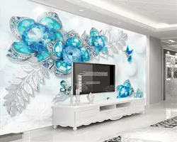 Beibehang фото 3D Настенные обои Европейский Стиль Сапфир изделия цветок бабочка фон Декор росписи Современный 3d обои