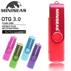 Miniseas флеш-накопитель USB 3,0 OTG для телефона Android высокая скорость Memory Stick накопитель 64 Гб 32 16 8 USB флеш-накопитель из металла