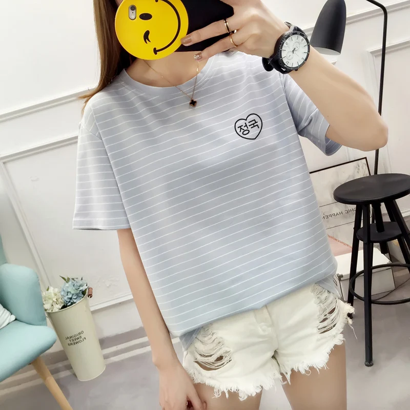 Женская футболка топ Camiseta Mujer Корейская повседневная женская с принтом любовь