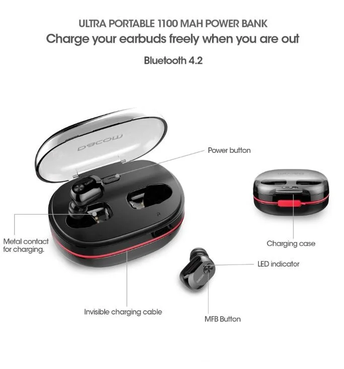 Беспроводная мини гарнитура DACOM K6H Pro K6P TWS Hi Fi стерео Bluetooth наушники для iOS|Наушники