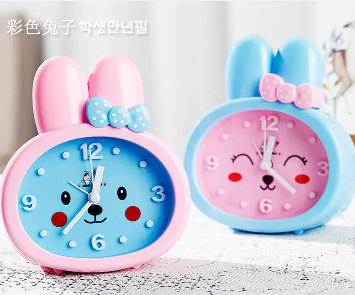 

New Children Toy Table Clock Cute Cartoon Rabbit Digital Desk Bunny Ears Alarm Clock Students Gift kids Mute Clock