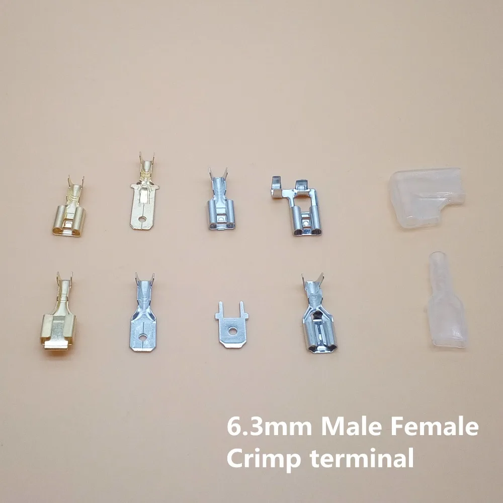 

50pcs 6.3mm Male Female Crimp terminal Connectors Wire Splice Connectors Automotive Connector
