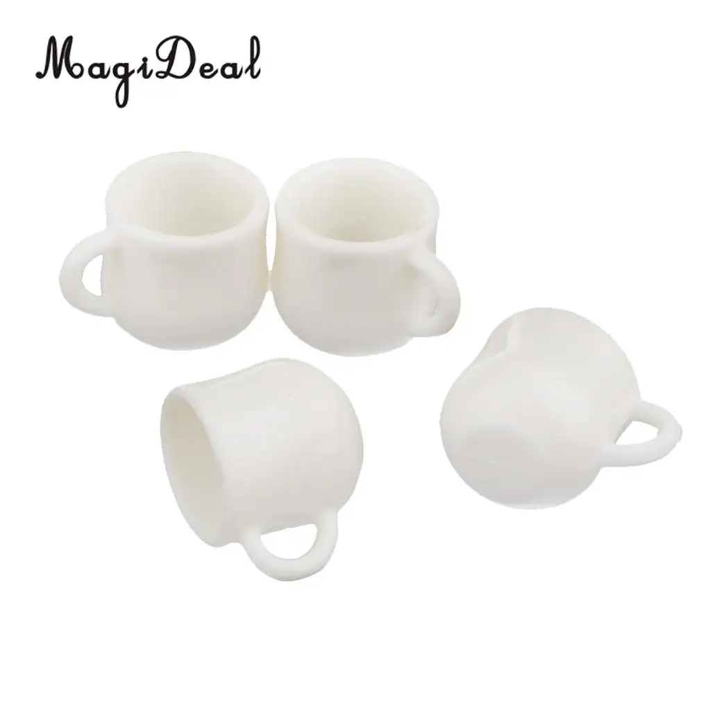 MagiDeal 4Pcs/Lot 1/12 Scale Dolls House Miniature White Cafe Tea Drink Cups Mugs for Coffee Shop Teahouse Restaurant Kitchen