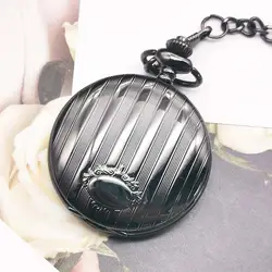 Винтажный Шарм черный унисекс кварцевые в стиле стимпанк женские карманные часы мужское ожерелье с подвеской с цепочкой подарки reloj de bolsillo