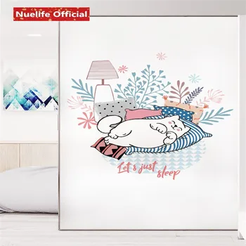 

DIY Cartoon cat pattern electrostatic frosted glass film living room bedroom kids room kindergarten sliding door window film