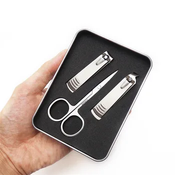 

3Pcs/Set Nail Clipper Tools Set Stainless Steel Nails Cutters With Makeup Eyebrows Scissor Kit Coupe Ongle Professionnel NM002