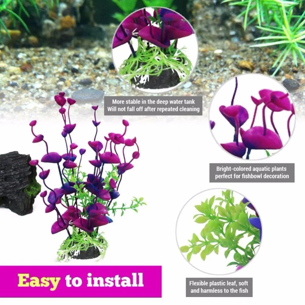 Title 11, Purple Flower Artificial Fake Plastic Plant Art...