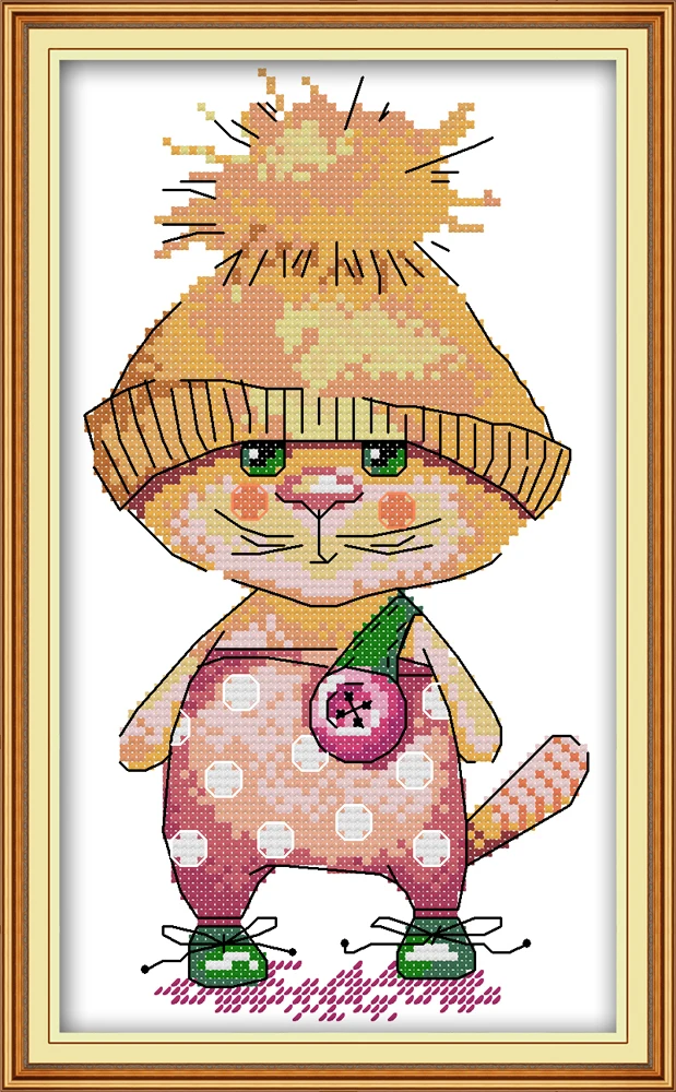 

Кот с желтой шляпой, Набор для вышивки крестиком aida 14ct 11ct, Детская вышивка, рукоделие «сделай сам»