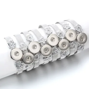 

New Snap Jewelry Stainless Steel Bracelet&Bangles Love Heart Flowers Snap Bracelet DIY 18mm Snap Buttons Bracelet for Women Men