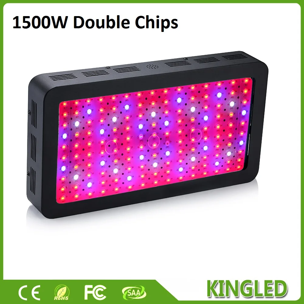 

King plus 1500W LED Grow Light Full Spectrum Black Double Chips 410-730nm For Indoor Plants and Flower Phrase Very High Yield
