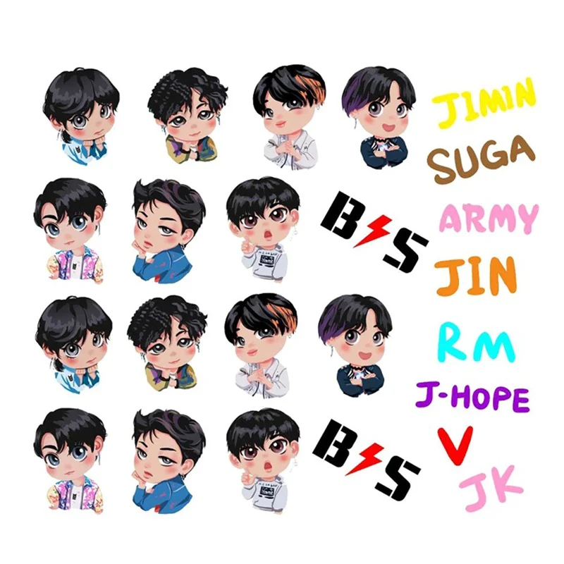 

Cute Cartoon Bangtan Boys Army Waterproof PVC Stickers For Luggage Cup Notebook Laptop Fridge DIY Stationery Stickers