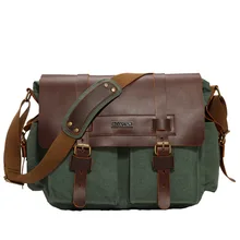 2016 Canvas PU Leather Men Messenger Bags Vintage Student School Bags Satchel Casual Crossbody Men’s Travel Shoulder Bags