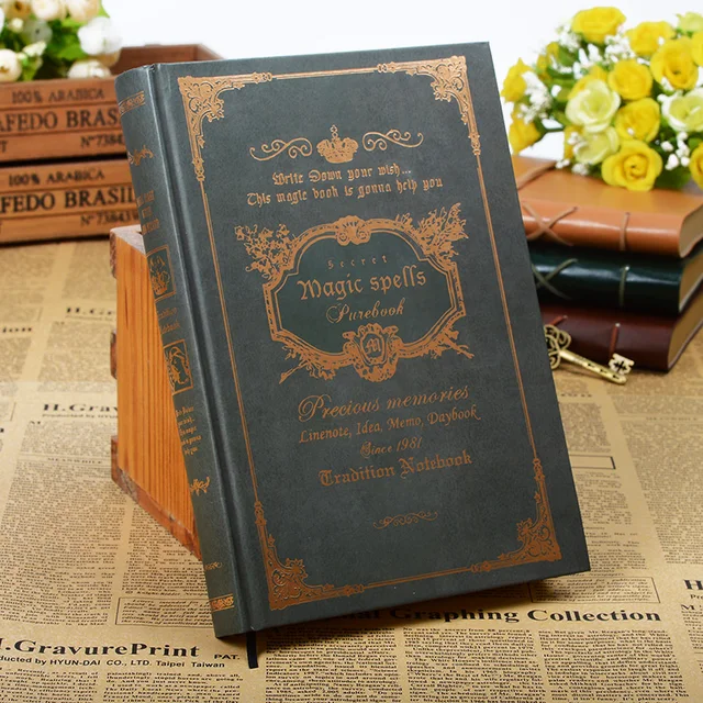 160sheets Vintage Magic Spell Composition Book Handcover Notebook Travel Journal Traveler's