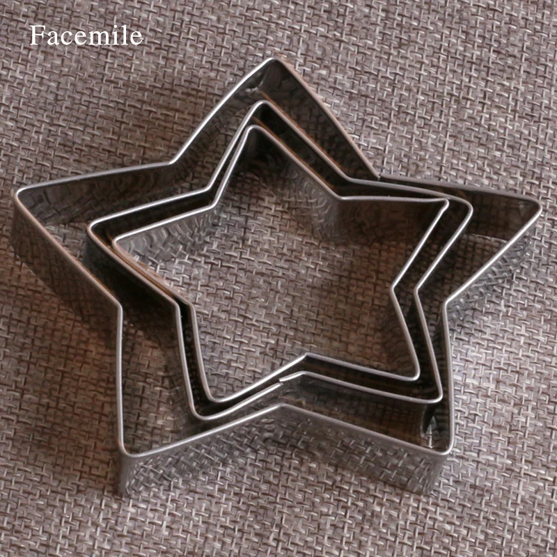 

3pcs star Shape Fruit Vegetable Cut Mould Gift Decorating Fondant Cutters Tool Cookies And Muffins Craft Molds 03043