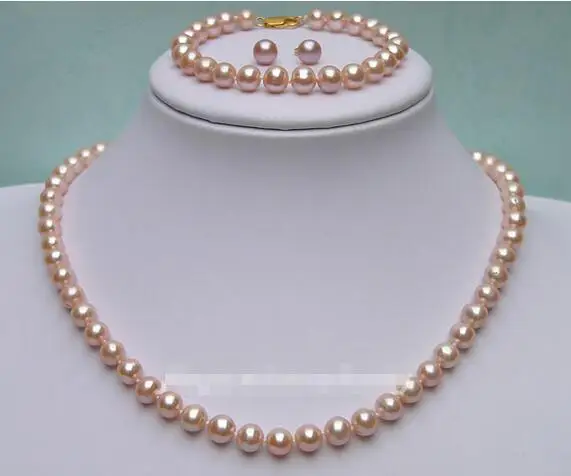 Free Shipping Whole Price 7 8mm Peach Colour Freshwater Pearl Free Shipping Whole Price 7 8mm Peach Colour Freshwater Pearl Necklace Bracelet Earrings Set 30 In Jewelry Sets From Accessories On