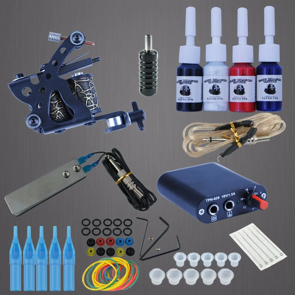 

Permanent Makeup Machine Tattoo Beginner Kits 8 Wrap Coils Guns Tattoo MachineSet Black Pigment Sets Power Supply Tatto Supplies
