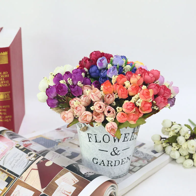 Flone Flower Artificial Flower Mini Rose Simulation Rose Home Spring Decoration For Wedding Party Small Roses Bouquet Decorative (20)