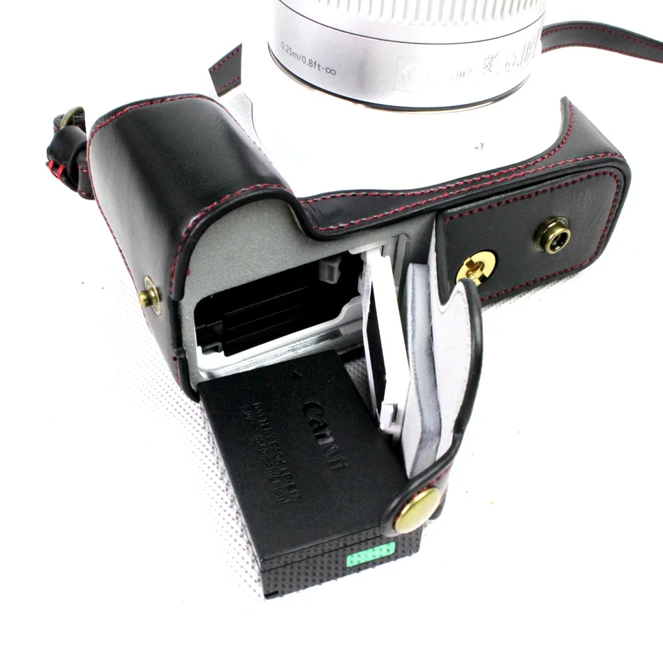 Черный/коричневый/кофе/Белый Deluxe Edition из искусственной кожи Камера чехол для Canon EOS 200D с хранения сумка на открытие Дело