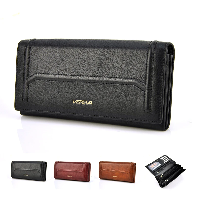  Bifold Fashion Genuine Leather Women Wallets Cellphone Hasp Coin Pocket Female Clutch Credit Card Holder Women Purse Wallet 