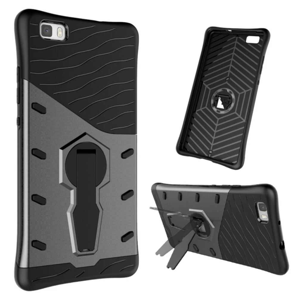 

Phone Case For Huawei P8 lite Luxury 360 Shock Proof with stand Silicone Cover Case For Huawei P8 lite Back Cover P8 mini