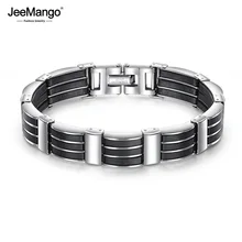 JeeMango силиконовый Титановый стальной мужской браслет ювелирные изделия Pulsera JOGS959