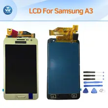For Samsung Galaxy A3 2015 A3000 LCD display touch screen digitizer home button complete assembly replacement black white gold