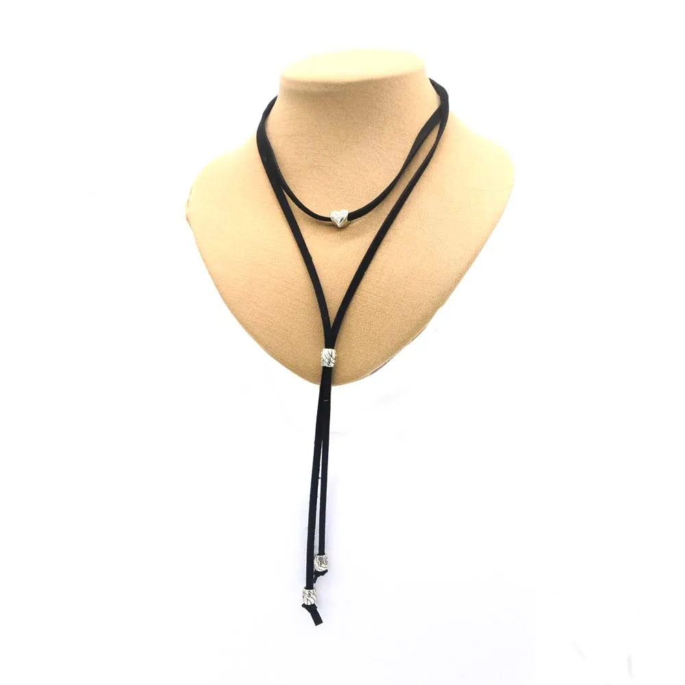 

Western Suede bolo tie heart shape collar leather rope unisex vintage pattern collar cowgirl wedding accessories