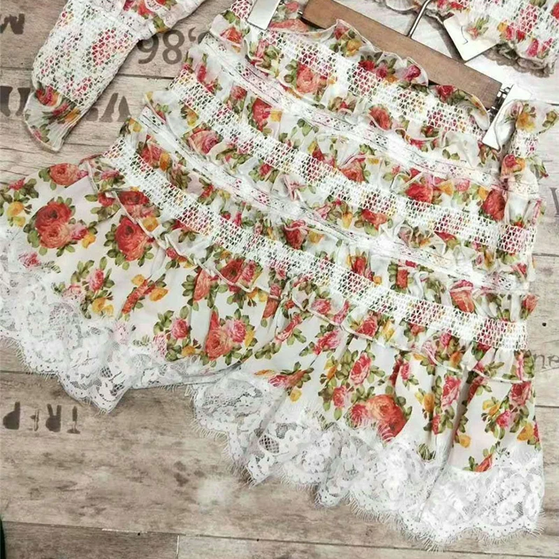 Summer-High-Quality-2-Piece-Sets-Women-Sleeve-Long-Floral-Printed-Lace-Shivering-Shirts-Sexy-Mini (4)