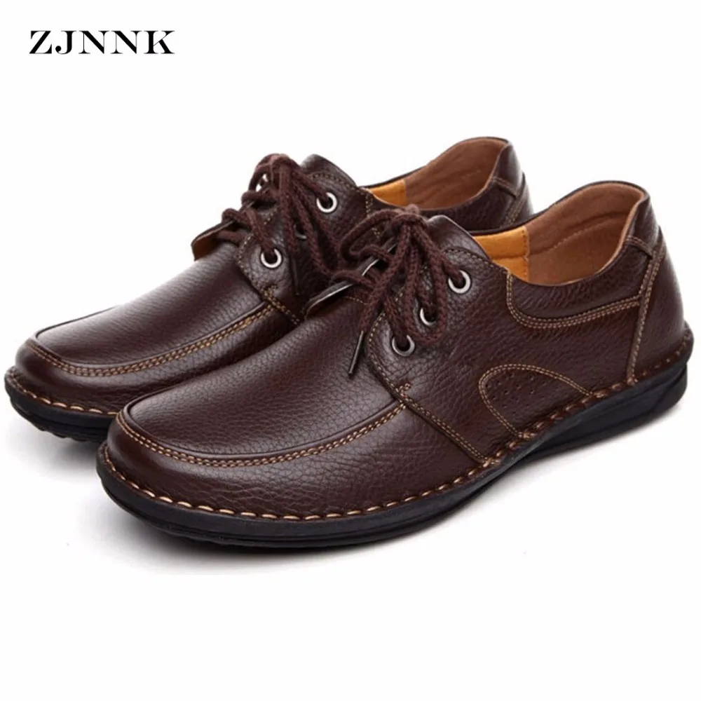 Hot Sale Genuine Leather Men&#39;s Casual Shoes Black Brown Men Flats,Hand Sewing Men Oxfords ...