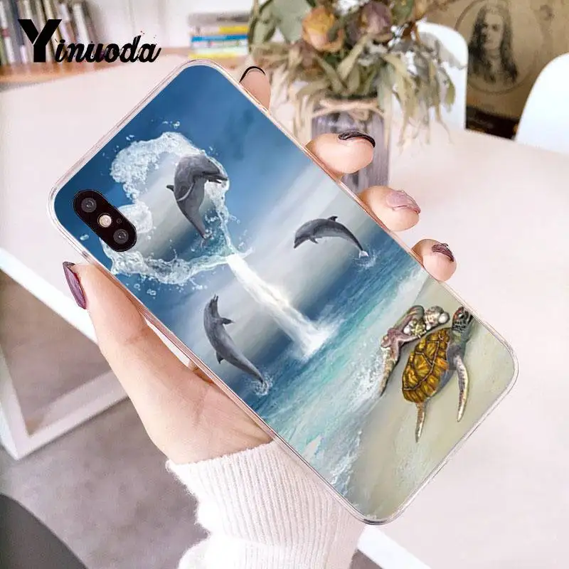 Чехол Yinuoda для iPhone 7 6 X чехол телефона с изображением океана дельфина танцев и