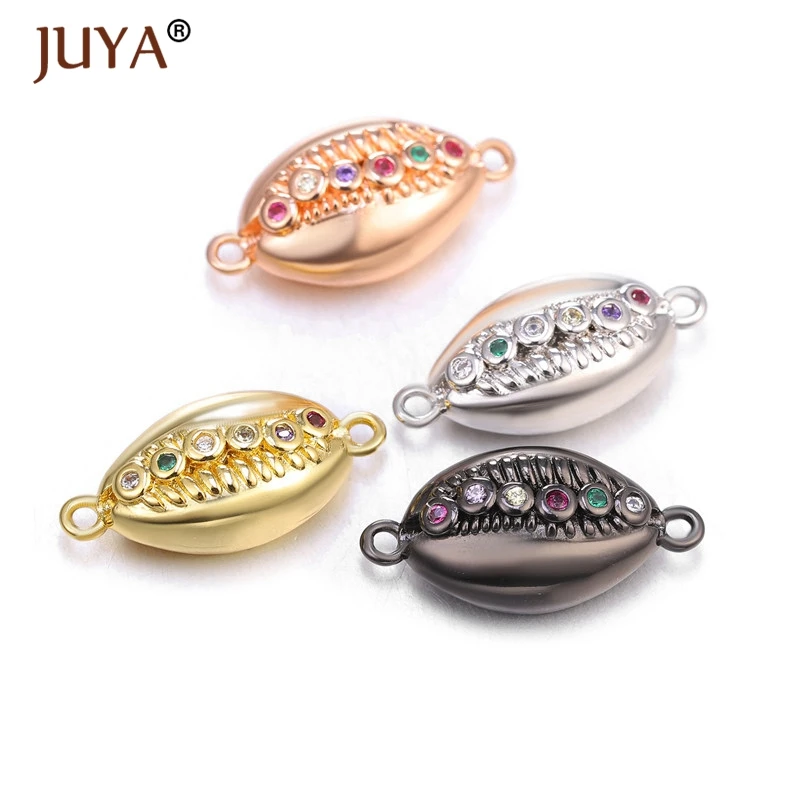 

Juya New Copper metal inlay Color Zircon Shell Connectors for Jewelry Making DIY Handmade Bracelet Accessories Findings