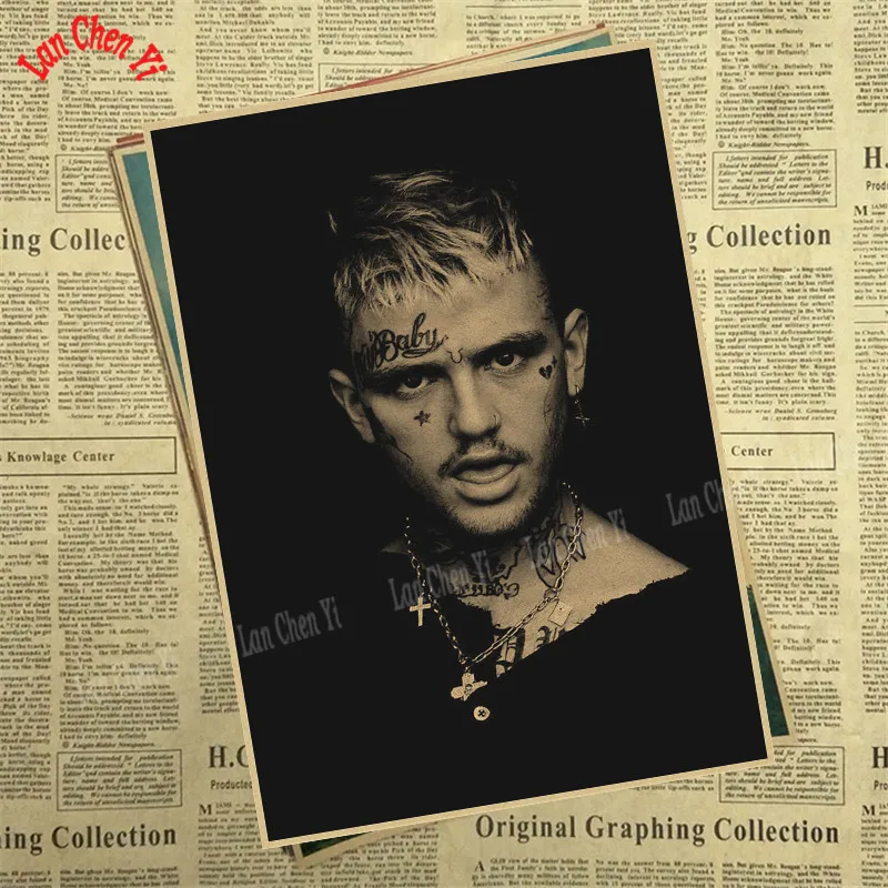 Рэпер Lil Peep крафт-бумага плакат офисный подарок столовая домашний Декор стикер дизайн