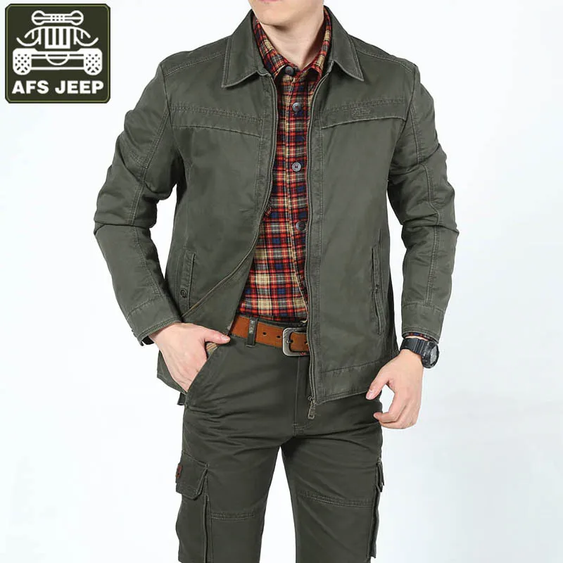 AFS JEEP брендовая мужская куртка, однотонная ветровка с отложным воротником, Мужская армейская Военная Повседневная модная мужская куртка и пальто 3XL