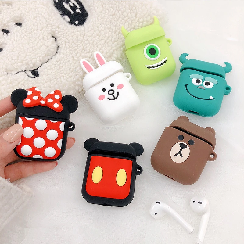

Cute 3D Cartoon Silicone Case for Apple Airpods Accessories Bluetooth Earphone Protective Bag 1 2 Case Charging Box Cover Case