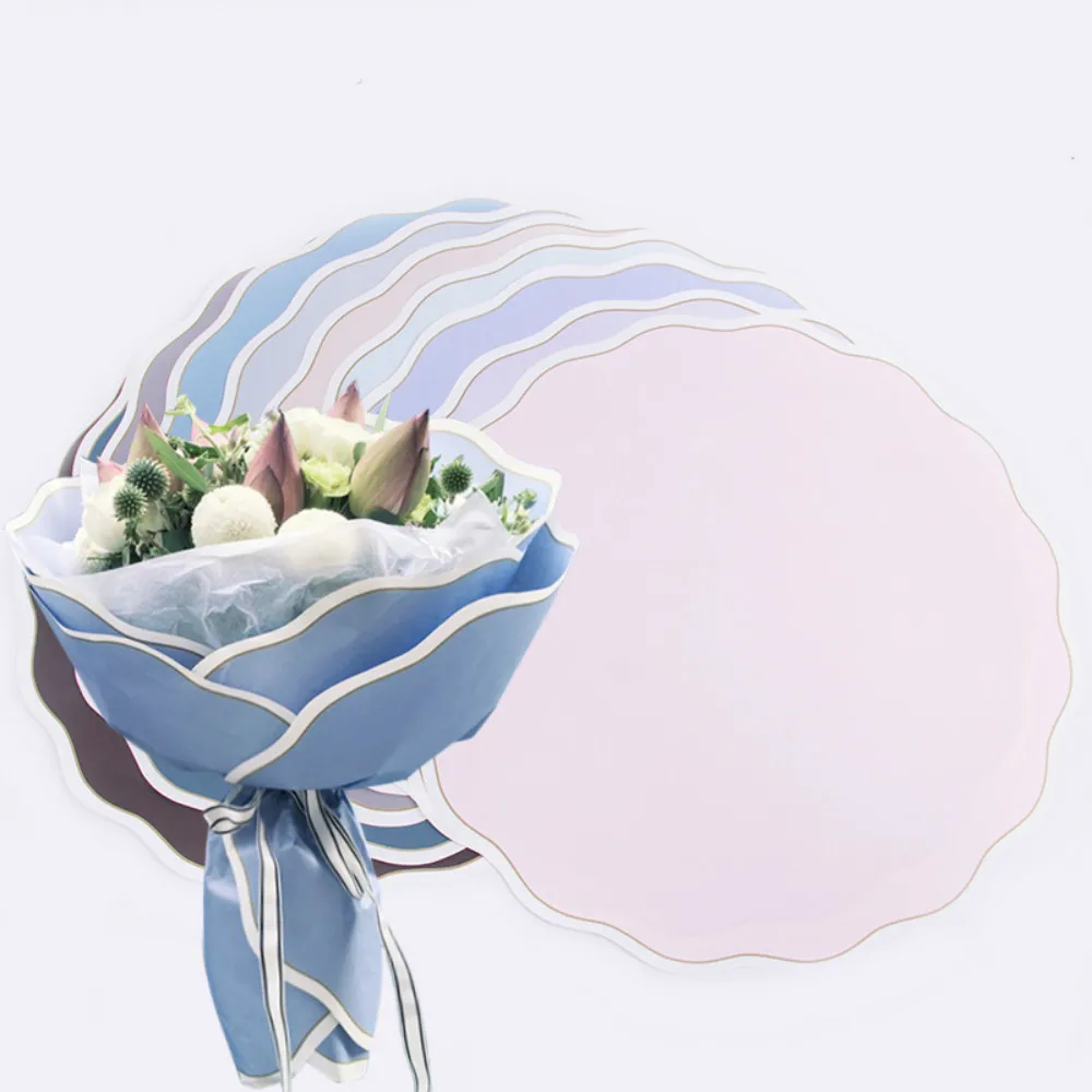 

Round Rippled Edge Flower Wrapping Paper Korean Waltz Wave Circle Florist Flower Packing Paper Bouquet Decoration 20pcs/lot