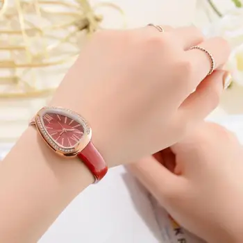 

2018 Women Watch Student Leather Band Oval Dial Fashion Quartz Analog Rhinestone Casual Wristwatch Montre Femme Reloj Mujer