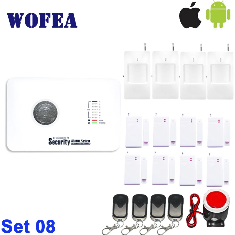 Relay control home security GSM alarm system with auto dial and SMS power off notice APP control support Russina language