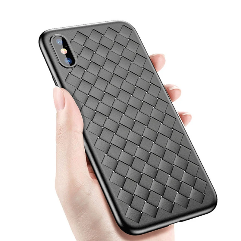 

Super Soft Silicone Phone Case For iPhone 6 6s 7 8 Plus X XS Max XR Grid Cases For Samsung S8 S9 Plus Cover For Huawei Weaving