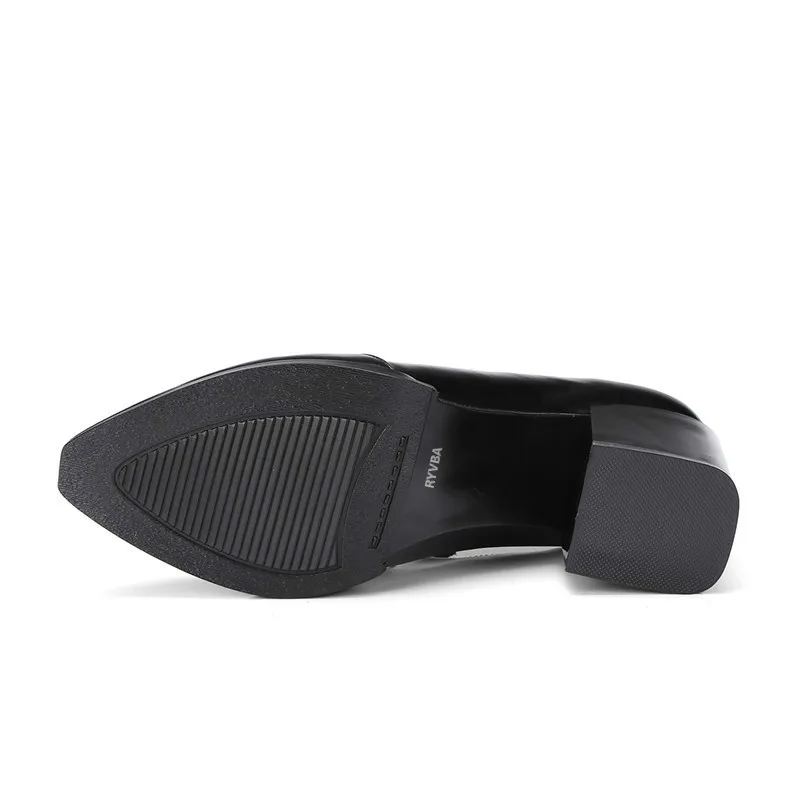 2018 Pointu Automne Bout Dames Carré En Cuir De Mode Pompes Véritable Printemps Talons Chaussures Haute Chaude Femmes Ryvba Femme Noir Élégant dqwEg4Od