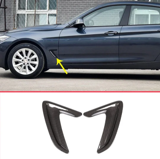 

2pcs Carbon Fiber Style ABS Chrome Side Fender Air Vent Cover Hood Intake Bezel For BMW 3 Series GT Gran Turismo F34 2018