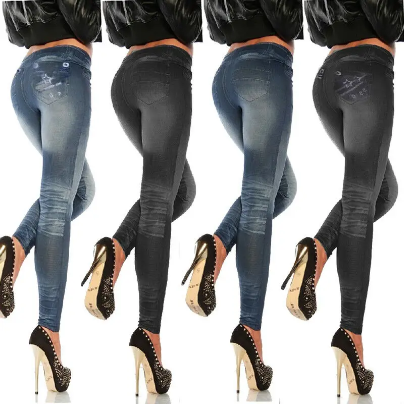 Для женщин дамы Высокая талия тонкий Стрейчевые джинсы-скини Карандаш Джинсовые штаны мотобрюки