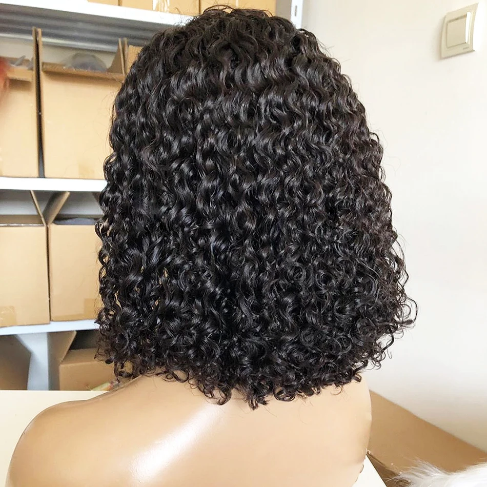 Парики из натуральных волос на кружевной основе с глубоким волнистым кружевом, предварительно сорванные бразильские волосы Remy 613, кудрявые