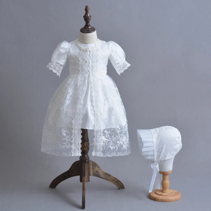 Новейшая модель; Брендовое платье для маленькой девочки с капюшоном, дождевик+ шапка для девочки до 1 года; День рождения крестины высокое QualityHW1085