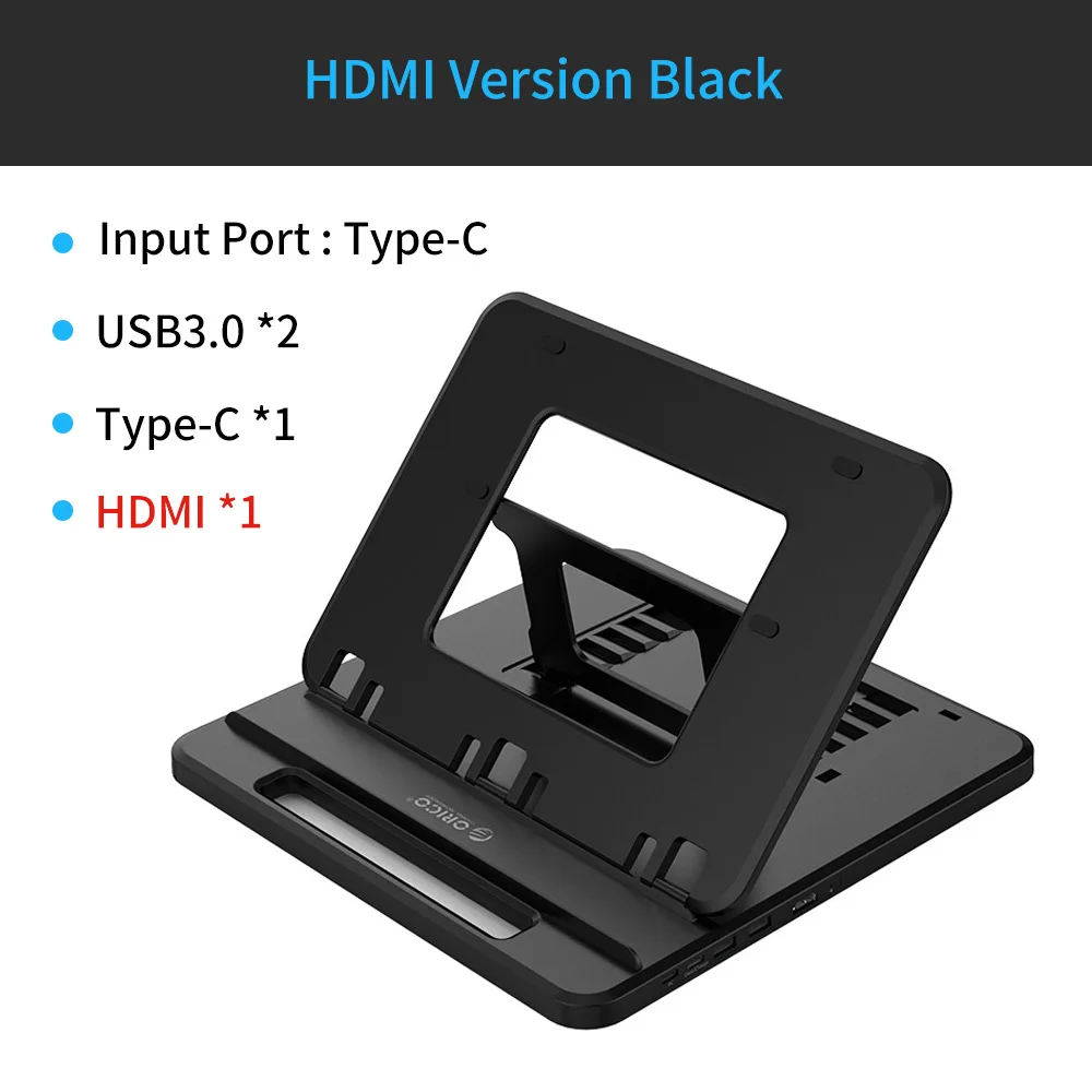 ORICO держатель для ноутбука USB-C-HDMI PD USB 3,0 концентратор SD/TF порты 7 углов Регулируемый Противоскользящий силиконовый полый теплоотвод - Цвет: HDMI Model Black