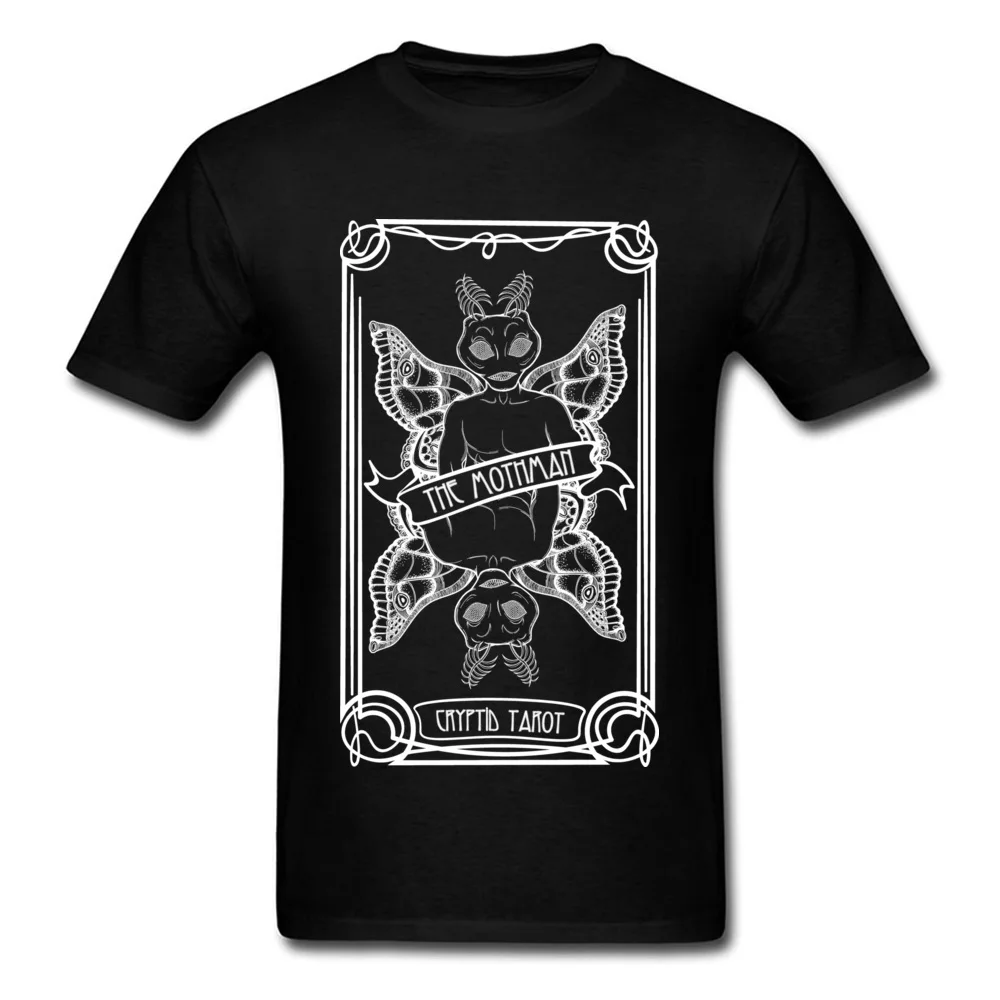 Hot Sale Men Tops & Tees Cryptid Tarot Series The Mothman Top T-shirts 100% Cotton Round Neck Short Sleeve Tee-Shirts Printed On Cryptid Tarot Series The Mothman black