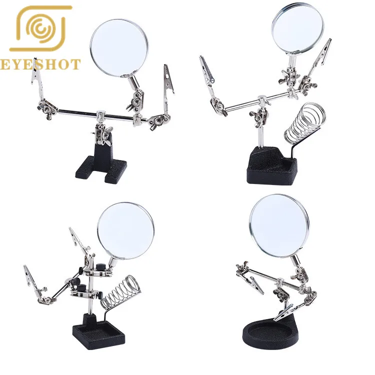 

Helping 3rd Hand Magnifier Tool Soldering Iron Base Stand with Vise Clamp & 2.5x Magnifying Glass Precision Useful for Jewelry