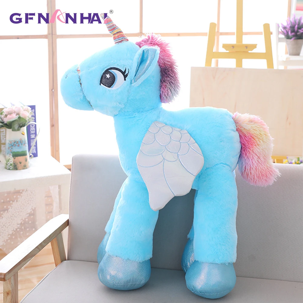 1pc 50/60/90cm big size cute unicorn plush toy stuffed soft kawaii animal horse nap pillow birthday gift for children girls